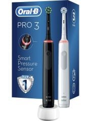 Oral-B Pro 3 - 3900 - Siyah Beyaz 2'li Elektrikli Diş Fırçası Seti